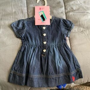 U.S Polo Assn Two Piece Set Baby Girl 3-6mo, red, white, blue